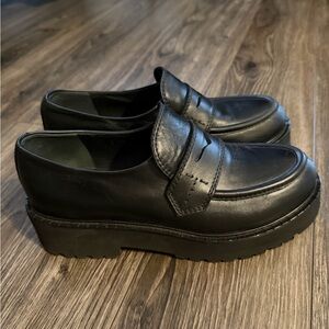 Theory Black Leather Women's Platform Loafers